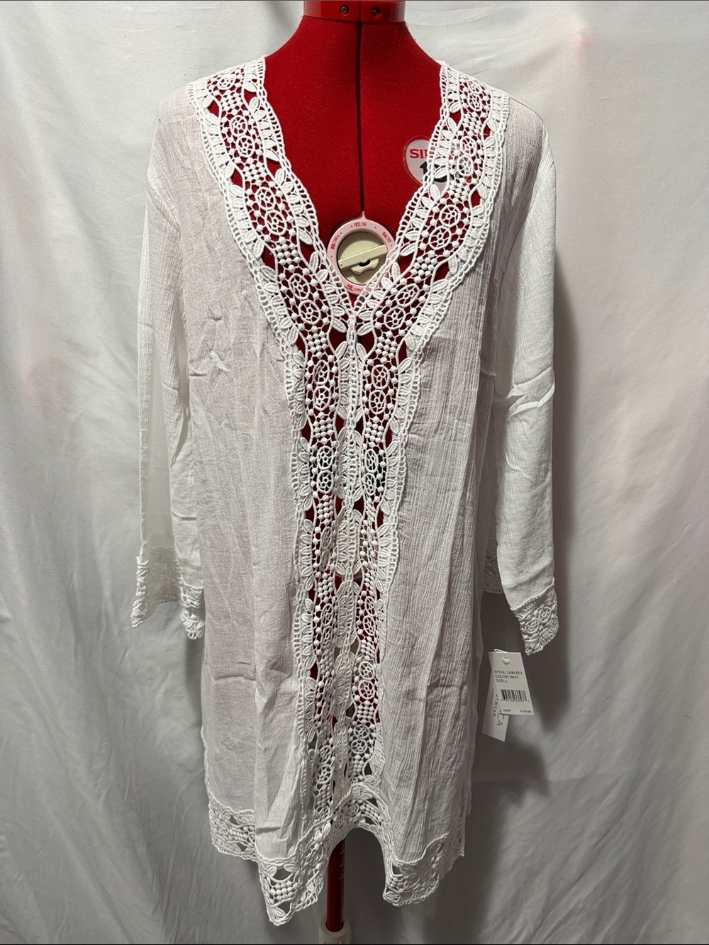La Blanca White Crochet-Trim Swim Coverup